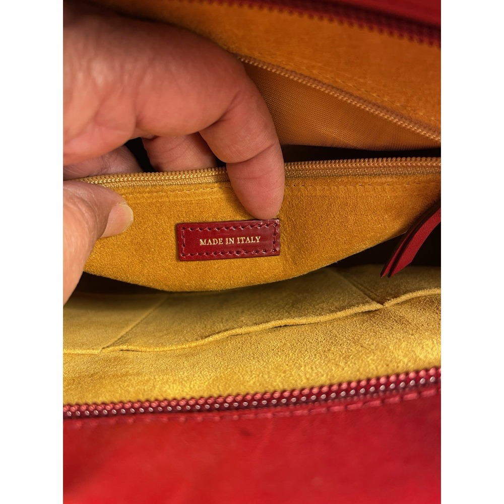 Kate Spade Red Black Colorblock Leather Tote Work Laptop Shoulder Bag Large - Picture 12 of 13